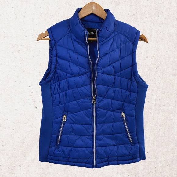 Snobbish Blue Quilted Puffer Vest with High Collar - Picture 1 of 4